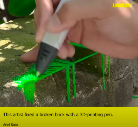 Watch Artist Use 3D Pen To Fix A Broken Brick